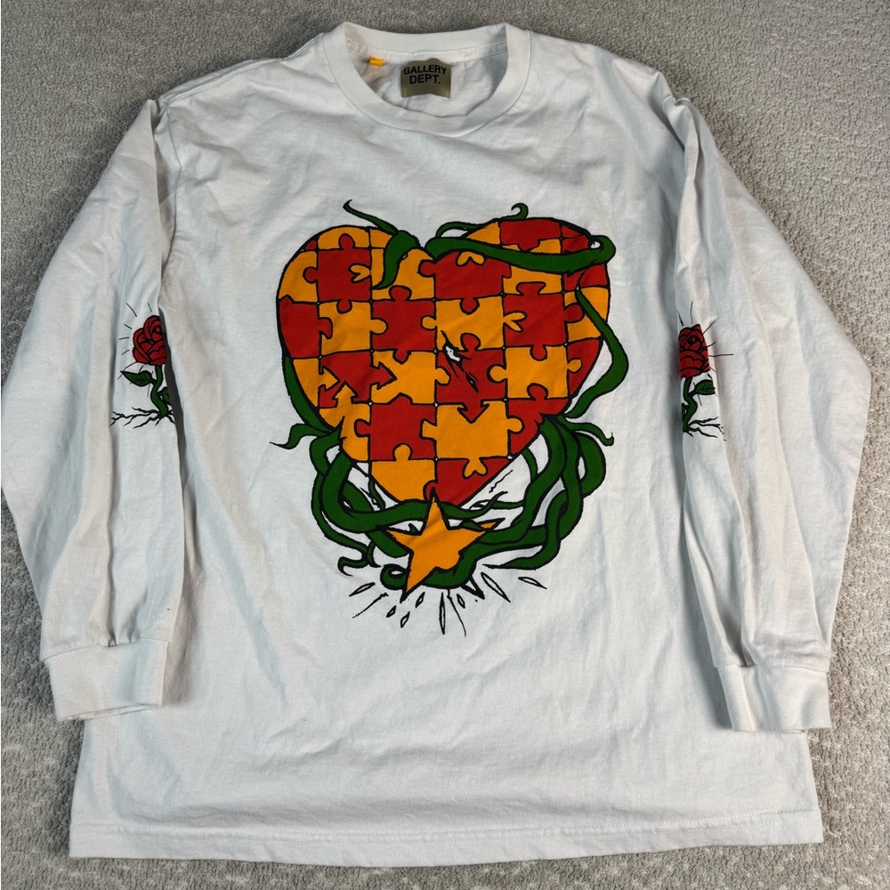Gallery‎ Dept Men’s Puzzle Heart Streetwear Long Sleeve White Size S